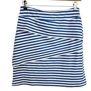 J.McLaughlin Nicola Skirt Striped Blue White Catalina Cloth Tiered Womens Medium